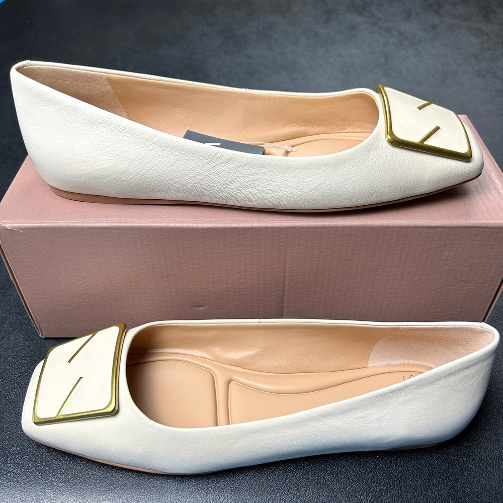 Womens Ballet Flats SARTO by Franco Sarto Amaya Size 8 White Leather Padded NEW
